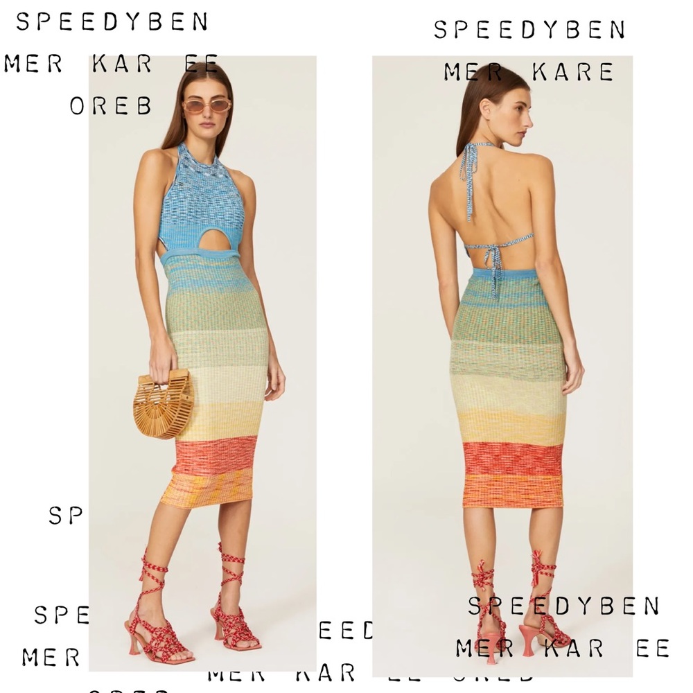 STAUD Edesia Cut Out Space-Dyed Ribbed-Knit Dress